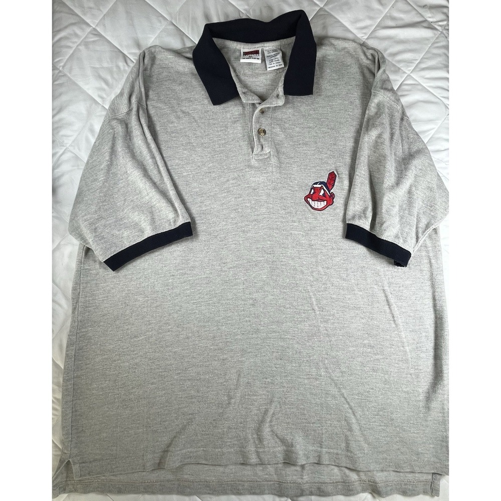 Vintage 1998 Cleveland Indians Polo Shirt XL Logo Athletic MLB Chief Wahoo